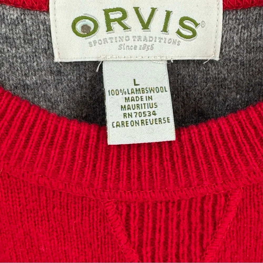 Orvis Men’s 100% Lambswool Red Crewneck Sweater Size L